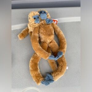 Wild Republic Hanging Monkey Plush Gray Brown Langur Stuffed Animal Mom & Baby